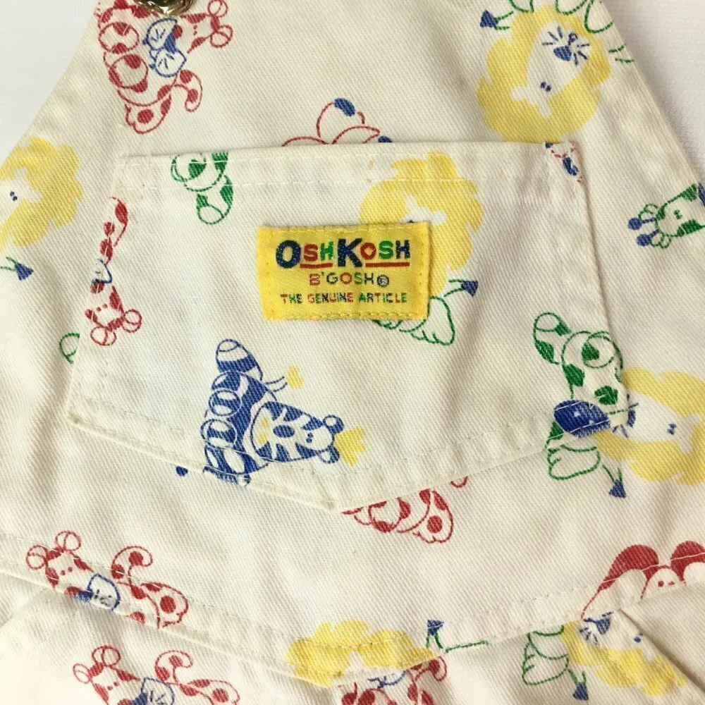Vintage Oshkosh B'Gosh Vestbak Bib Overalls 18 months USA Cotton Zebra Lion Bibs